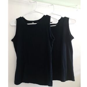 Lot of 2 Alternative Apparel 100% Cotton Womens Solid Blank Black Muscle Tee  S